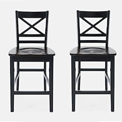 Asbury Park Solid Acacia Farmhouse X Back Stool (Set of 2)