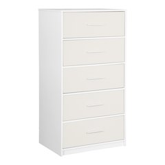 5-Drawer Dresser with Large Fabric Drawers, White