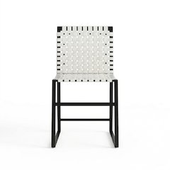 Urban Woven Leather Side Chair, White