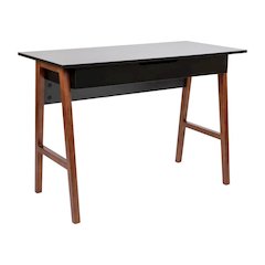 Home Office Writing Computer Desk with Drawer - Table Desk for Writing and Work, Black/Walnut