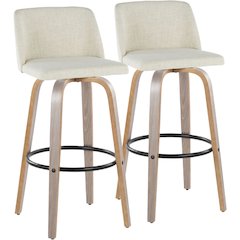 Black Toriano 30" Fixed-Height Barstool - Set of 2