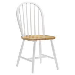 Set of 4 Wooden Dining Chairs with Natural Brown and White Finish