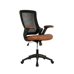 Brown Mesh Mid-Back Office Chair with Height-Adjustable Arms
