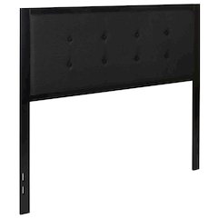 Metal Tufted Upholstered Full Size Headboard in Black Fabric