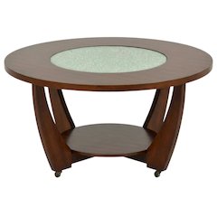 Merlot Cherry Cocktail Table with Casters and Modern Design