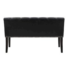 Ebony Wood Finish Dining Bench with Black Vinyl Seat, Stylish and Durable