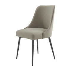 Khaki Side Chair with Dark Metal Base, Comfortable Fabric, Set of 2