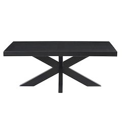 Elegant Ebony Cocktail Table with Ash Veneer Top and Solid Rubberwood Legs