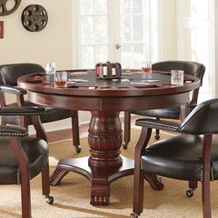 Dining and Game Table - Black, Multi-Step Rich Cherry Finish