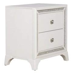 Pearl Finish Nightstand with Elegant Illuminating Design for Bedroom