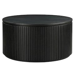 Round Coffee Table with Casters in Black Finish, Modern Stylish Design