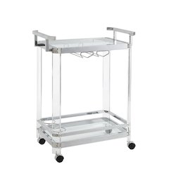 Chrome Kitchen Server Cart with Sturdy Metal Frame and Modern Design