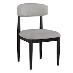 Magnolia 52-inch Round Dining Table & 6 Upholstered Side Chairs, Black Finish