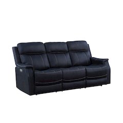 Ocean Blue Power Reclining Couch – 3 Seat Sofa with Dual Power and USB