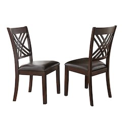 Dining Side Chairs, Designer X Back, Faux Leather Seat, Set of 2