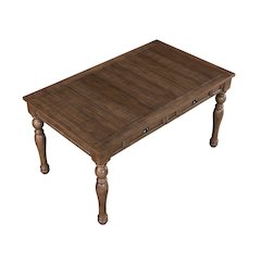 Dining Table, 4 Soft-Close Drawers, Wire-Brushed Finish, Brown