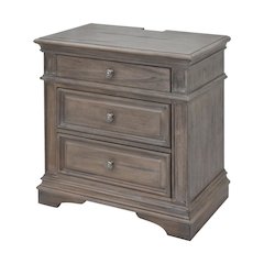 Driftwood Finished 3 Drawer Nightstand - Bedside Table with Drawers