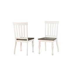 Two Tone Side Chair, Set of 2, Schoolhouse Style, Scooped Wood Seat