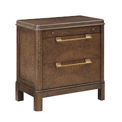 Warm Brown Walnut Finished 2 Drawer Nightstand with Pull-out Shelf