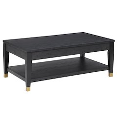 Lift-Top Coffee Table, Ash Veneer, Bottom Shelf, Black