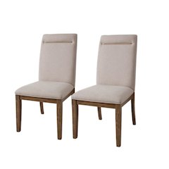 Caramel Upholstered Dining Chairs – Set of 2 Comfy Cushioned Wood Frame