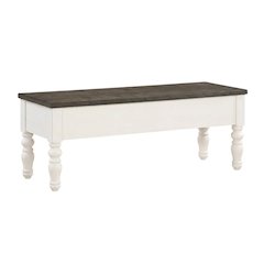 Two Tone Storage Bench with Ivory and Dark Oak Finish, Durable Main Seat