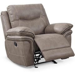 Breathable Padded Recliner, Pillowtop Arms, Sand Faux Leather
