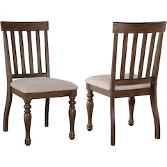 Brown Dining Chair Set of 2 - Farmhouse Dining Chairs with Gray Upholstery