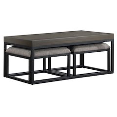 Yukon Rectangular Nesting Table with 2 Stools