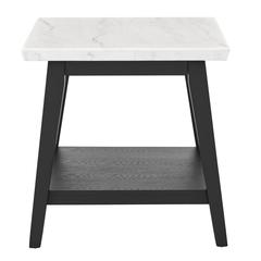 Vida White Marble End Table, Black Finish