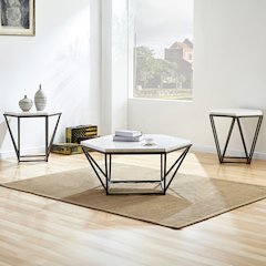 Corvus White Marble Hexagon 3pc Set