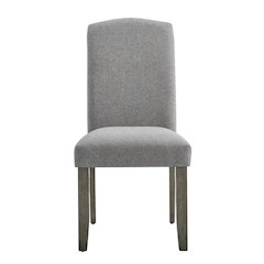 Polyester Upholstered Dining Chair with Birch Wood and Iron Legs, Gray