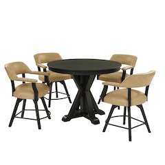 Rylie Counter Table & 4 Swivel Counter Chairs, Black Finish/Sand Vegan Leather