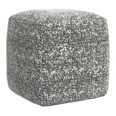 Nahara Boucle Black Woven Square Pouf