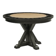 Rylie Dining Table with Game Top, Black Finish with Sand Vegan Leather