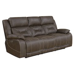 Aria Power Recliner Sofa w/ Power Head Rest - Saddle Brown