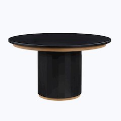 Magnolia 52-Inch Round Table, Black  with Gold Accent