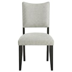 Polyester-Upholstered Dining Side Chair with Rubberwood Legs, Gray