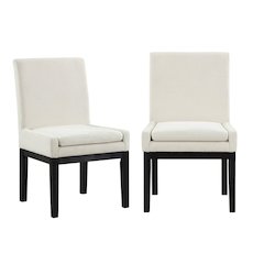 Black Upholstered Side Chair Set of 2, Wire-Brushed Finish, Black
