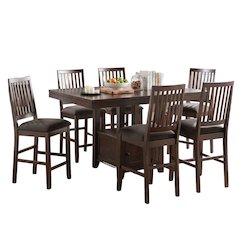 7-Piece Counter Dining Set, Storage Base, Faux Leather Seats