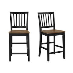 Solid Wood Counter Chairs, Mortise-and-Tenon Joinery, 24 Inch Seat, Set of 2