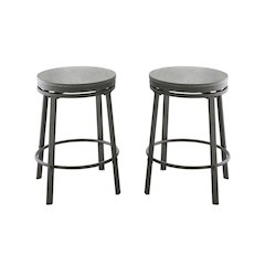 Swivel Backless Stools, Asian Ash Veneers, Compact Design, Set of 2
