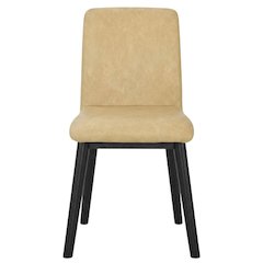 Faux Leather Upholstered Dining Chair with Rubberwood Legs, Brown