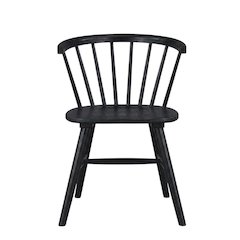 Solid Rubberwood Dining Chair with Curved Back for Dining Room, Black