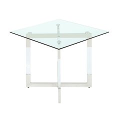 Acrylic Side Table with Glass Top - Modern Glass End Table