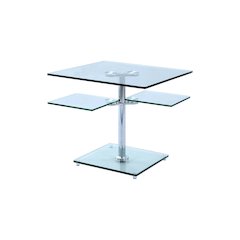 Contemporary Multi-Top Motion White Glass Lamp Table