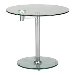 24" Rotating Round Glass Lamp Table