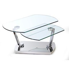 Contemporary Glass Top Motion Cocktail Table