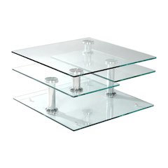 Contemporary Multi-Top Motion Glass Cocktail Table