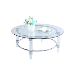 Contemporary Round Glass Top Cocktail Table